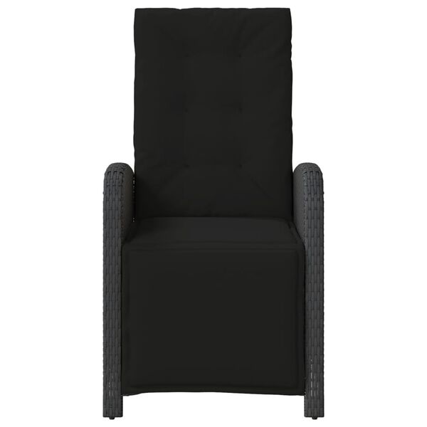 vidaXL Tuinstoel verstelbaar met voetensteun poly rattan zwart