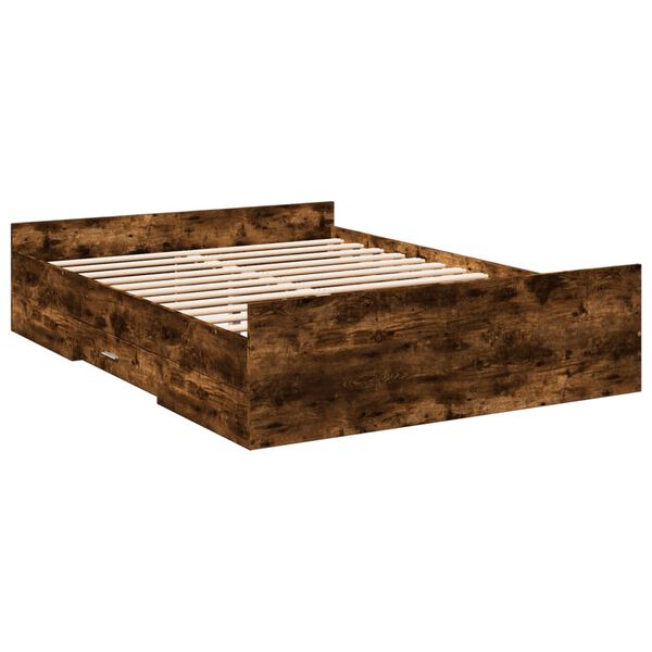 vidaXL Bedframe met lades bewerkt hout gerookt eikenkleurig 120x200 cm