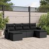 vidaXL 6-delige Loungeset met kussens poly rattan zwart