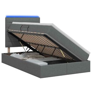 vidaXL LED Opslagbed met Matras Donkergrijs 120 x 200 cm Stof