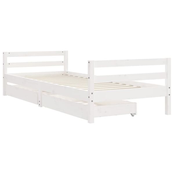 vidaXL Kinderbedframe met lades 80x200 cm massief grenenhout wit