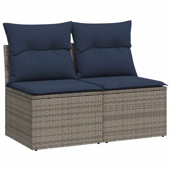 vidaXL 2-delige Loungeset met kussens poly rattan acacia grijs