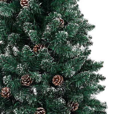vidaXL Kerstboom met LED en hout en sneeuw smal 180 cm groen