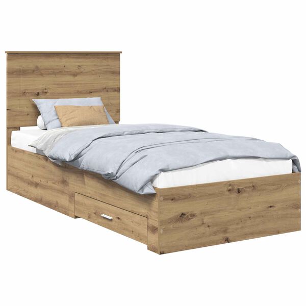 vidaXL Bedframe met hoofdeinde Artisan Eiken 90 x 190 cm Bewerkt hout