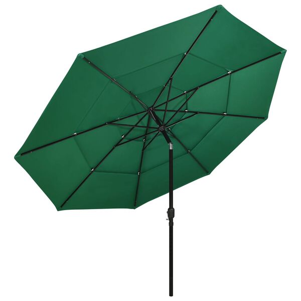 vidaXL Parasol 3-laags met aluminium paal 3,5 m groen