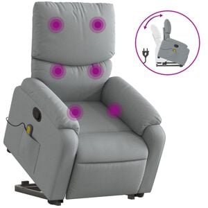 vidaXL Sta-op-massagestoel verstelbaar stof lichtgrijs