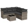 vidaXL 6-delige Loungeset met kussens poly rattan grijs