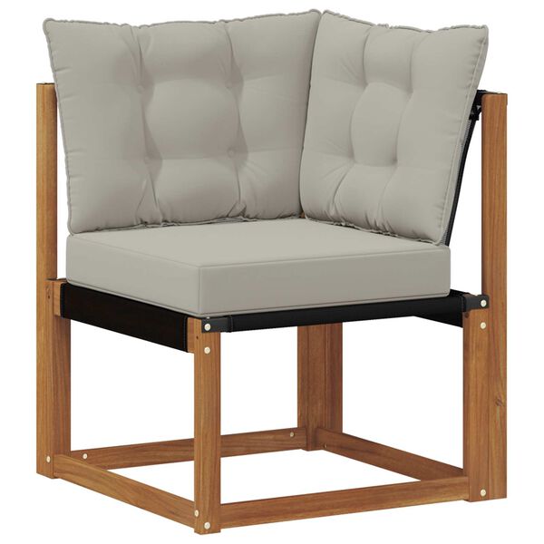 vidaXL Buiten Hoek Sofa Massief acaciahout en Textilene Stof Naturel