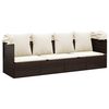 vidaXL Loungebed met luifel en kussens poly rattan bruin