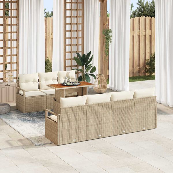 vidaXL Tuin Sofa Set met kussen met kussen 8 pcs Beige en Cr&egrave;me