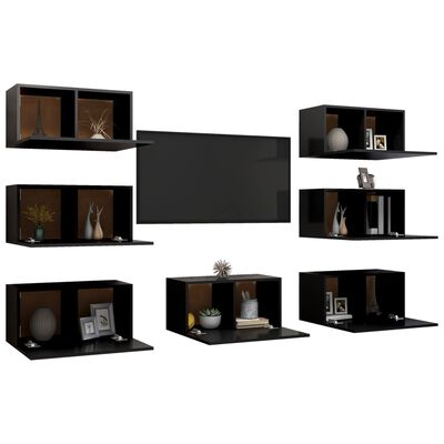 vidaXL Tv-meubelen 7 st 30,5x30x60 cm bewerkt hout zwart