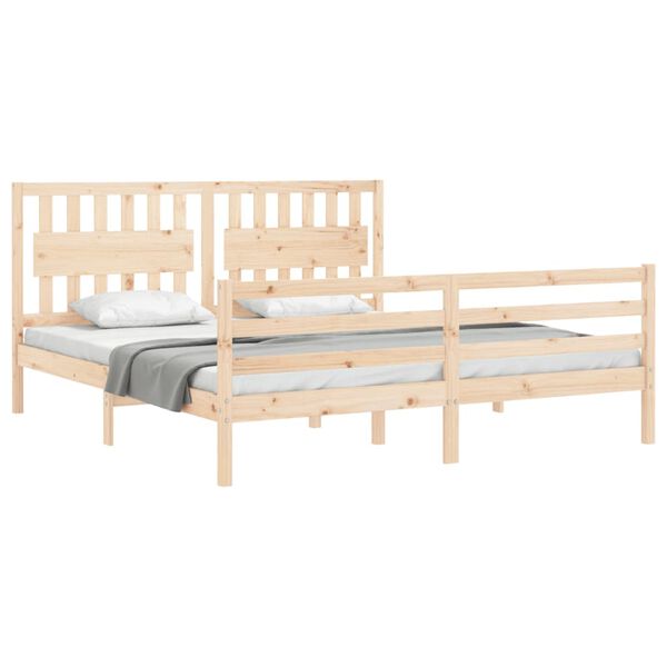 vidaXL Bedframe met hoofdbord massief hout