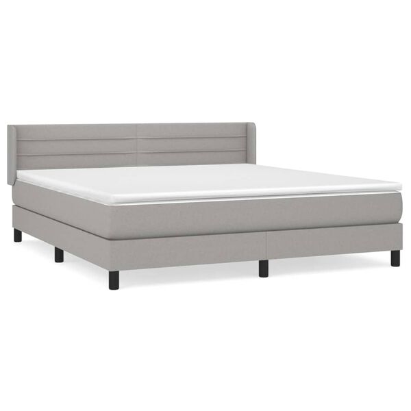 vidaXL Boxspring met matras stof lichtgrijs 180x200 cm