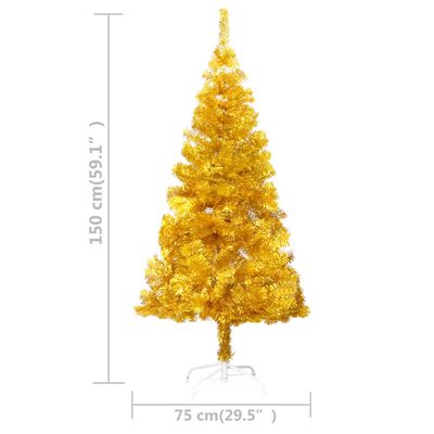 vidaXL Kunstkerstboom met verlichting standaard 150 cm PET goudkleurig