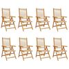 vidaXL Verstelbare klapstoelen, 8 stuks, beige, massief acaciahout