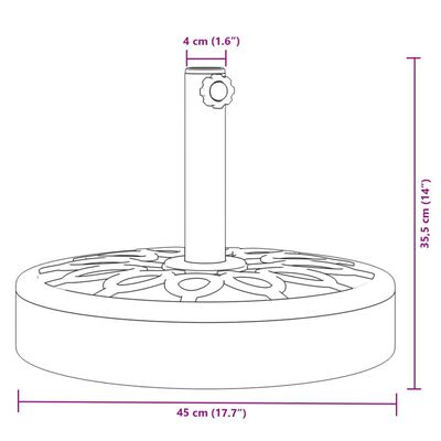 vidaXL Parasolvoet voor stokken van Ø38 / 48 mm 25 kg rond