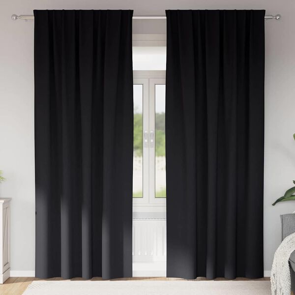 vidaXL Zwart-out Gordijnen met Ringen 2 pcs Zwart 260 x 140 cm