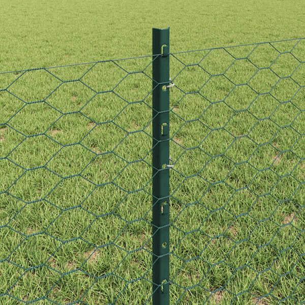vidaXL Hek met Paal Groen 0,6 x 25 m Staal en PVC