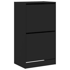 vidaXL Schoenenkast met 2 klaplades 60x42x108 cm zwart