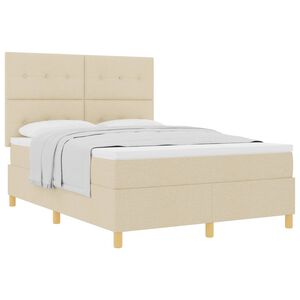 vidaXL Boxspringbed met matras met hoofdeinde Cr&egrave;me 160 x 200 cm Stof