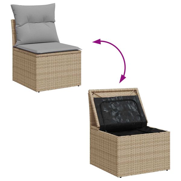 vidaXL Tuinbankenset met kussen 7 pcs Beige en Licht Grijs poly rattan