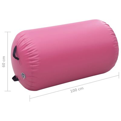 vidaXL Gymnastiekrol met pomp opblaasbaar 100x60 cm PVC roze