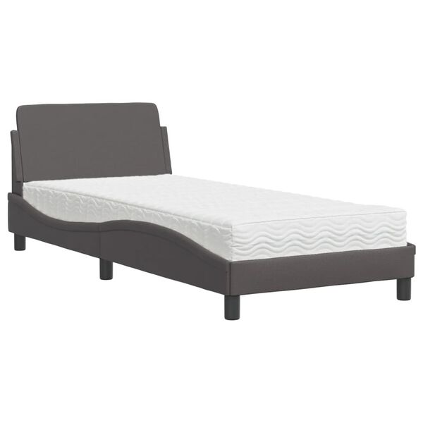 vidaXL Bed met matras "Dover" kunstleer grijs 90x200 cm