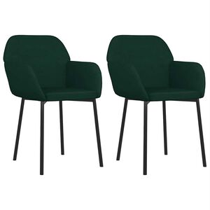 vidaXL Eetkamerstoelen 2 st fluweel donkergroen