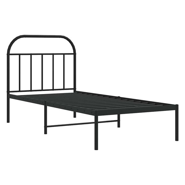 vidaXL Bedframe met hoofdbord metaal zwart 90x200 cm