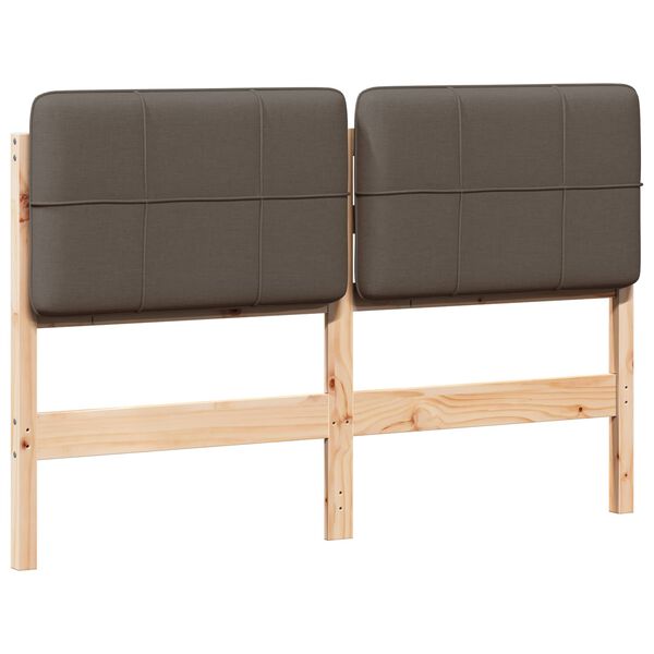 vidaXL Gestoffeerd hoofdbord Bruin en Taupe 140 cm Massief grenenhout