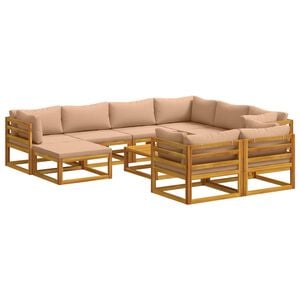 vidaXL Bankstel 10 st Naturel Massief Acaciahout