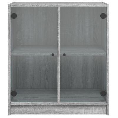 vidaXL Bijzetkast met glazen deuren 68x37x75,5 cm grijs sonoma eiken