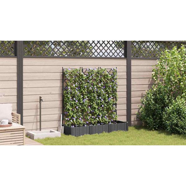 vidaXL Tuin Bloempot 3 pcs Zwart 120 x 40 x 125,5 cm Staal