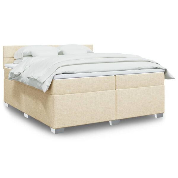 vidaXL Boxspring met matras stof cr&egrave;mekleurig 200x200 cm