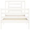 vidaXL Bedframe met hoofdbord massief hout wit 90x200 cm