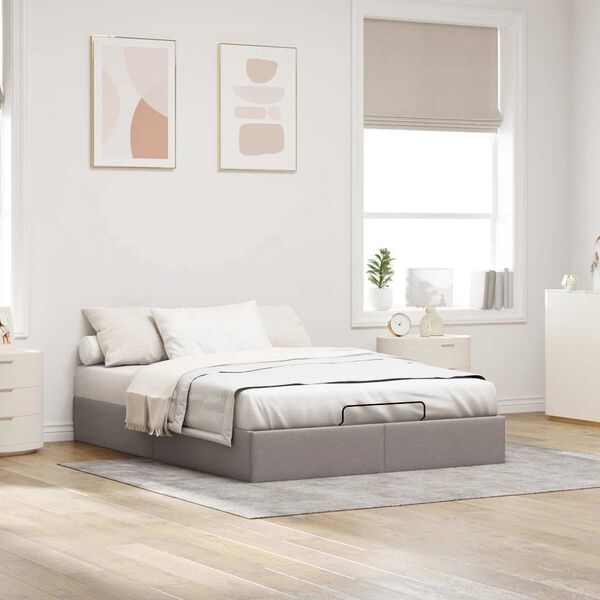 vidaXL Bedframe zonder matras 140x200 cm stof taupe