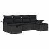 vidaXL Tuin Sofa Set met kussen met opslag 6 pcs Zwart Poly riet