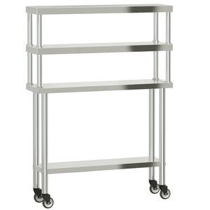 vidaXL Keukenwerktafel met bovenschap 110x30x150 cm roestvrij staal