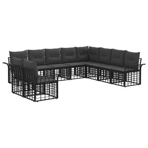 vidaXL Buiten bankenset 10 st Zwart en Donkergrijs Polyester