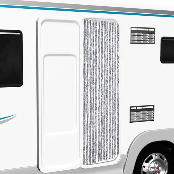 vidaXL Vliegengordijn 56x185 cm chenille wit en grijs