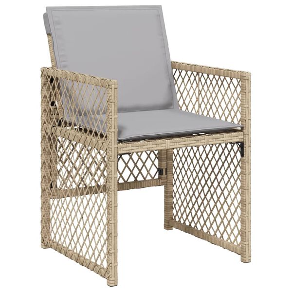 vidaXL 7-delige Tuinset met kussens poly rattan beige