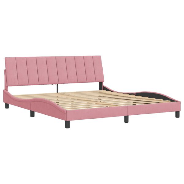 vidaXL Bedframe zonder matras "Hanko" fluweel roze 180x200 cm