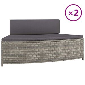 vidaXL Spa-bankjes met kussens 2 st poly rattan grijs