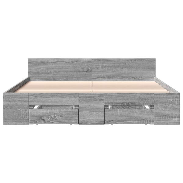 vidaXL Bedframe met lades bewerkt hout grijs sonoma eiken 135x190 cm