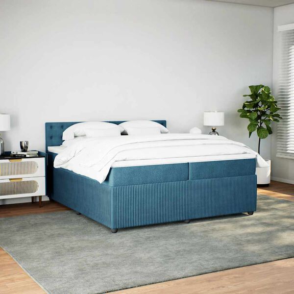 vidaXL Boxspring met matras fluweel blauw 200x200 cm