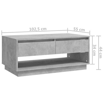 vidaXL Salontafel 102,5x55x44 cm bewerkt hout betongrijs