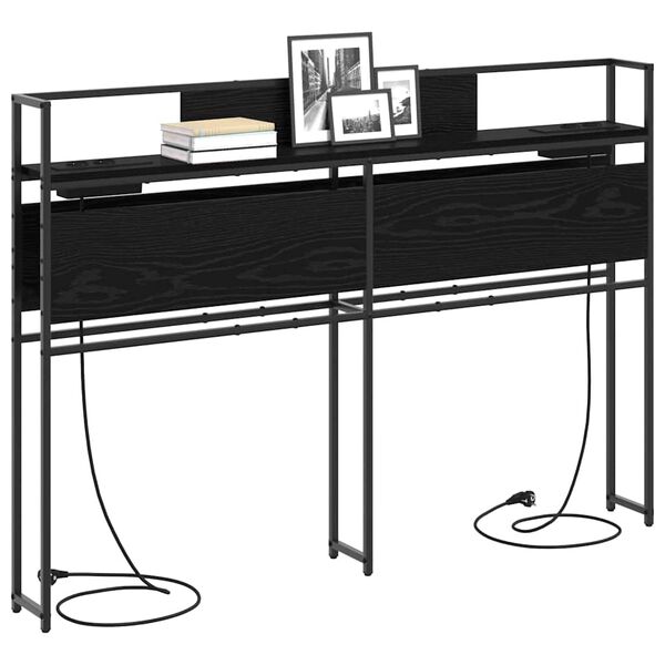 vidaXL Opberghoofdbord met plank Zwart eiken 140 cm Bewerkt hout
