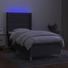 vidaXL Boxspring met matras en LED stof donkergrijs 80x200 cm