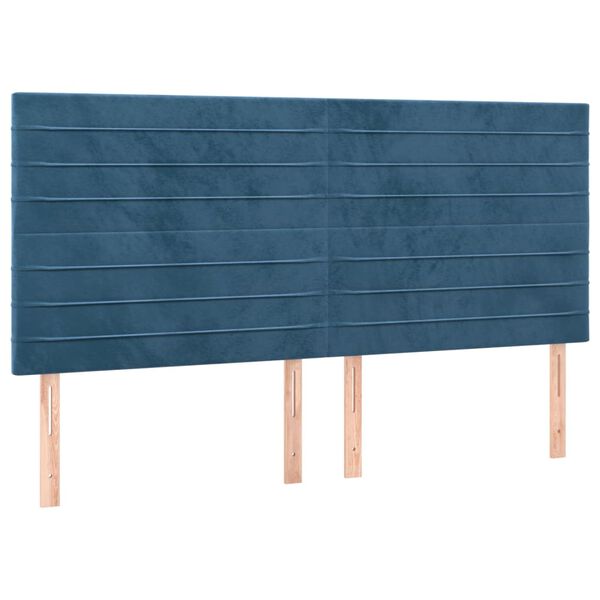 vidaXL Hoofdbord LED 160x5x118/128 cm fluweel donkerblauw