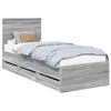 vidaXL Bedframe met lade Grijs Sonoma 75 x 190 cm Ingenieurshout